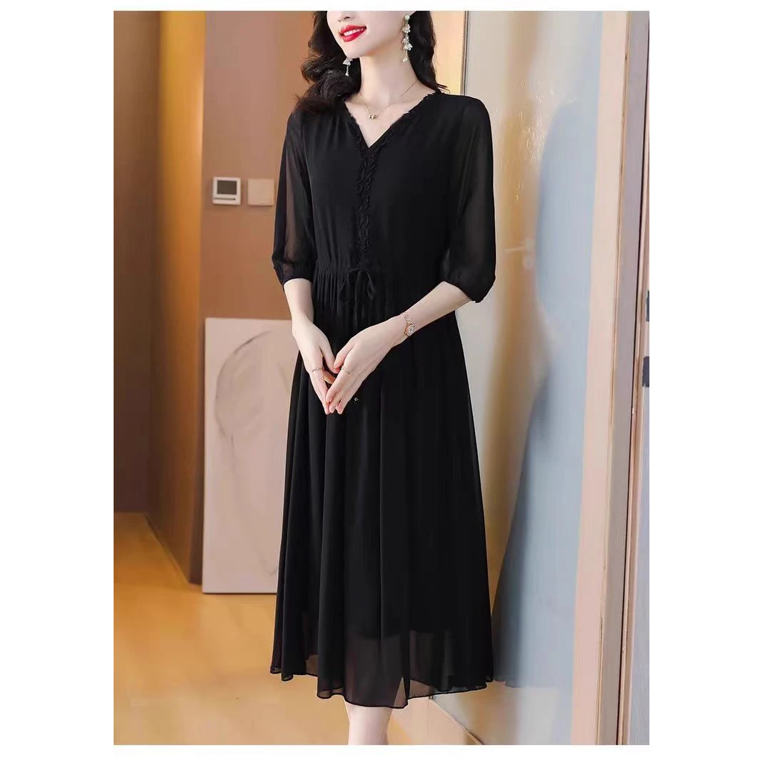 6601#时尚潮流气质连衣裙母亲节洋气衣服