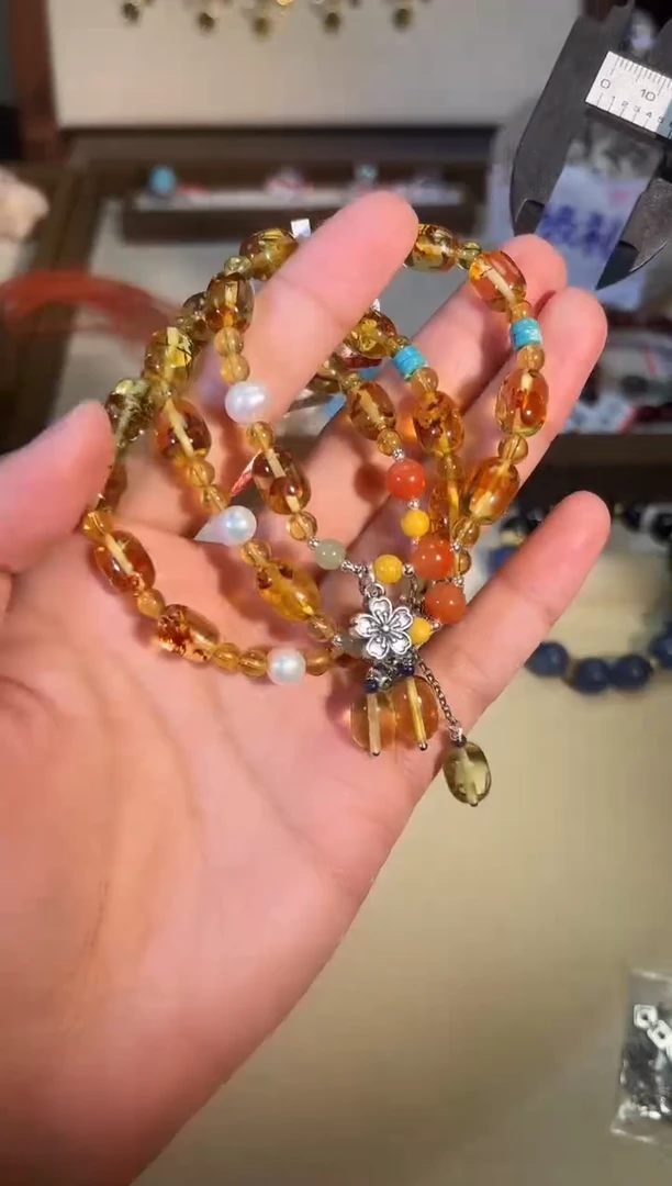 手串琥珀（花珀）未镶嵌g392多样性发货一件