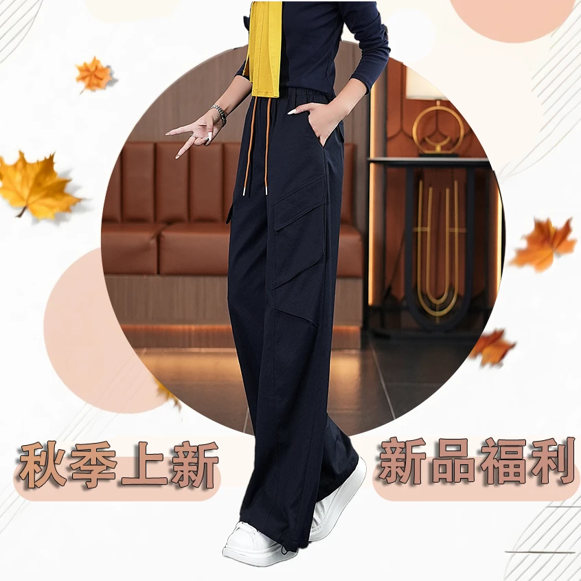 工装裤百搭口袋常规款高腰休闲裤工作中国风宽松运动