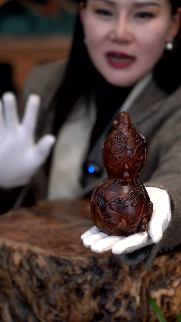 木雷击枣木精雕葫芦