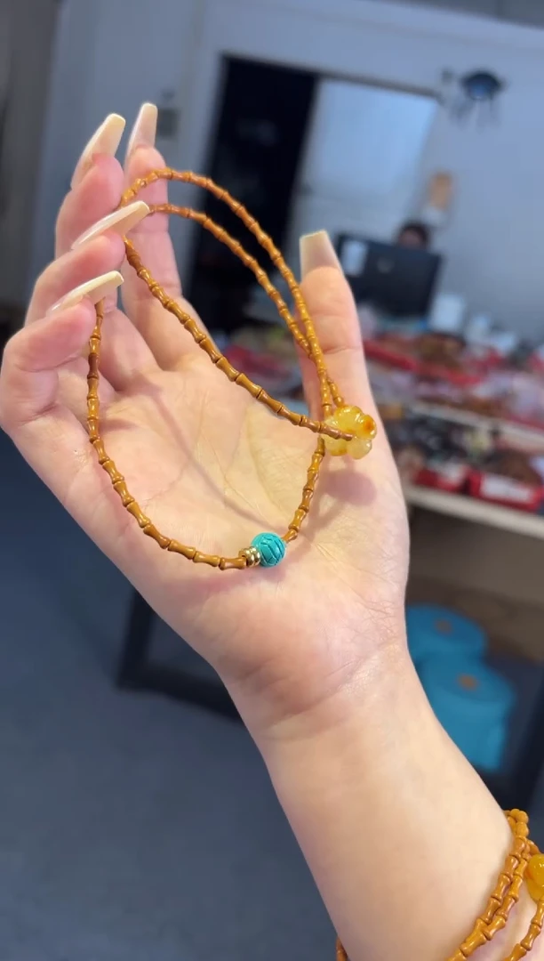 手链蜜蜡未镶嵌 橄榄竹节蜜蜡【有钱花】锁骨链