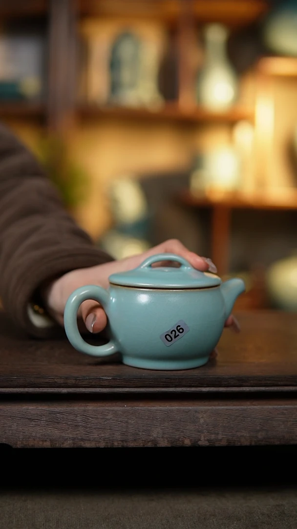 【闪购商品】杯仿古天青纯手工大汉瓦瑕026