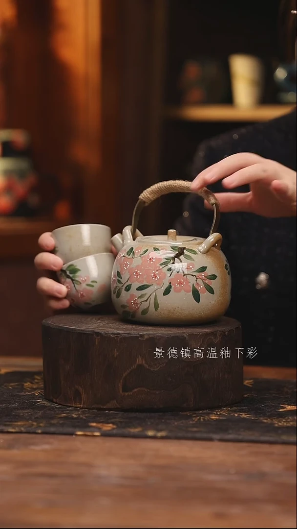 陶瓷景德镇高温釉下手绘陶瓷@L765@