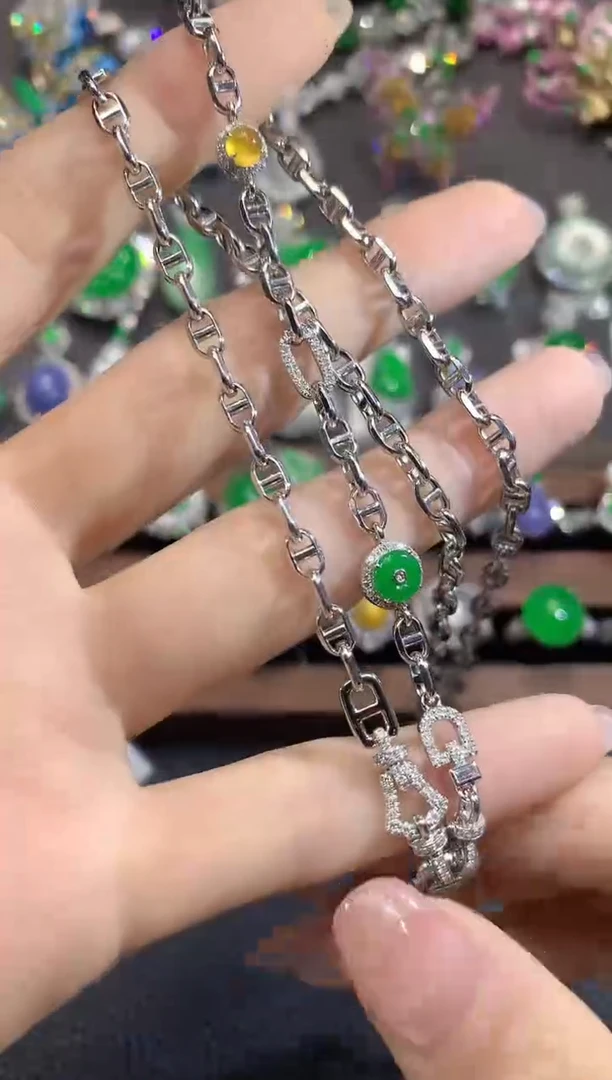 项链18K金镶嵌翡翠C56翡翠