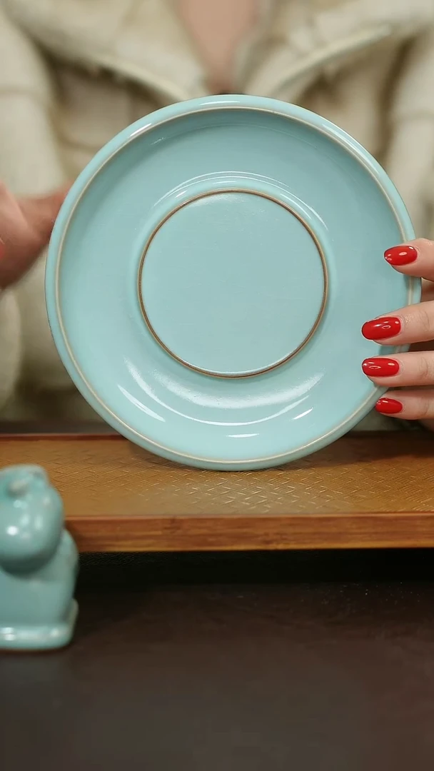 摆件瓷原矿原釉汝宋汝瓷 壶承