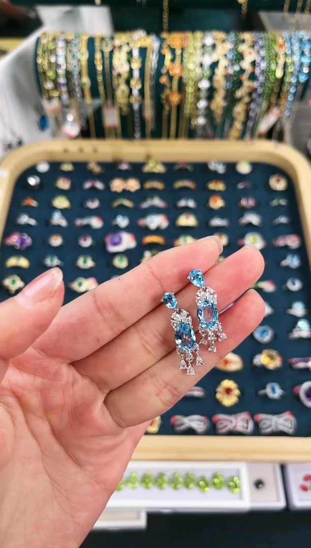 【闪购商品】托帕石耳饰银S925镶嵌Q-301