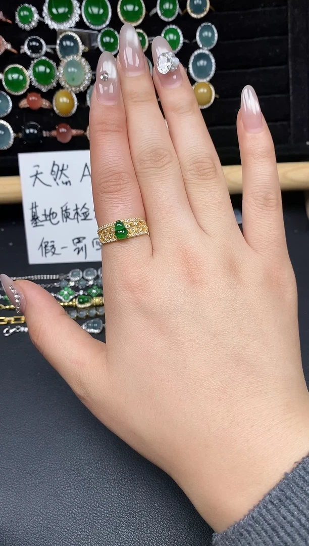 银S925镶嵌戒指翡翠58328