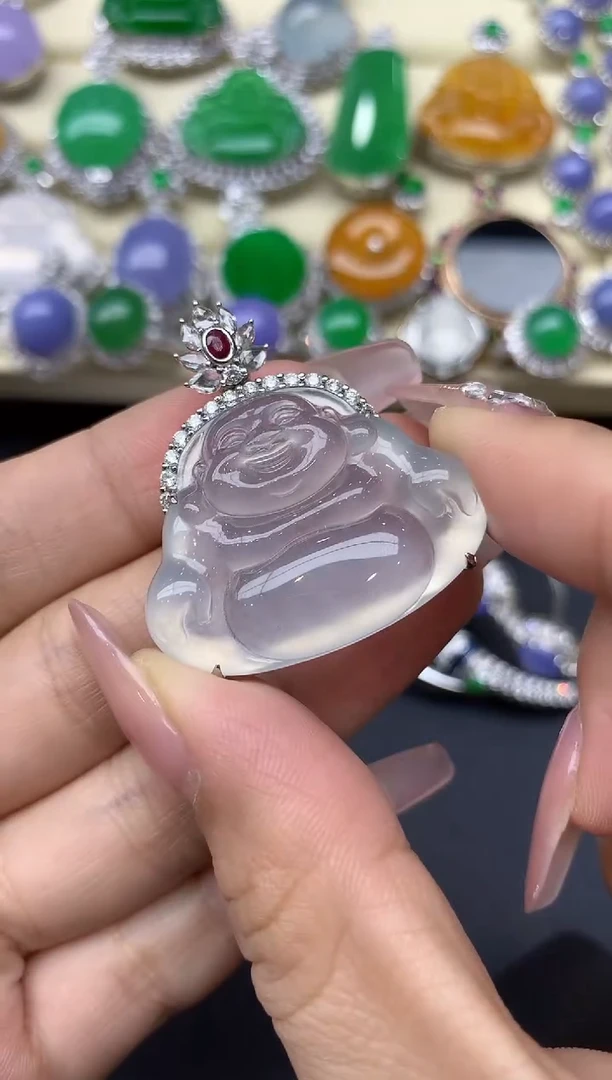 颈饰18K金镶嵌翡翠382-雪姐翡翠天天见