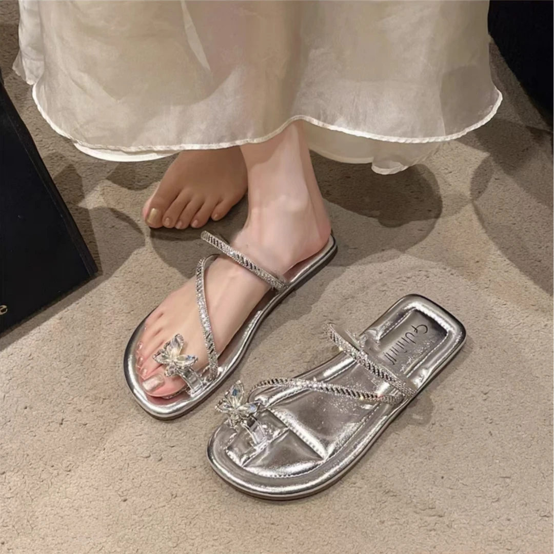 （柚子同款）夏款蝴蝶休闲透气镂空时尚夹板凉鞋55-12