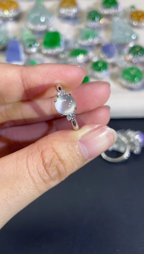 18K金镶嵌戒指翡翠A581|3980