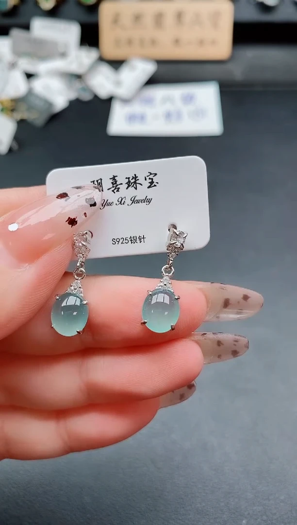 银S925镶嵌戒指翡翠1