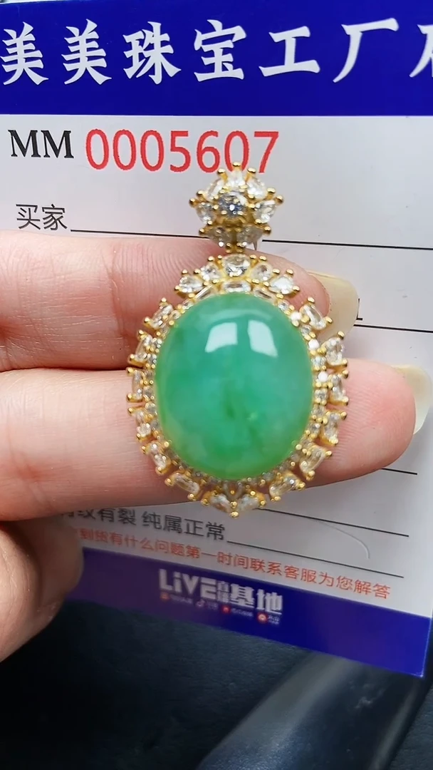 颈饰银S925镶嵌翡翠5607