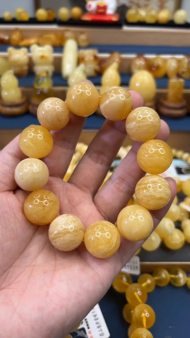 手串蜜蜡未镶嵌p51特价俄料白花虎皮单圈 19+mm 52克