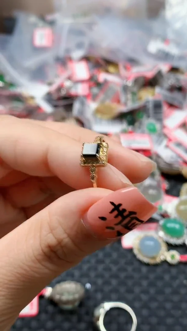 银S925镶嵌戒指翡翠天然A货缅甸翡翠