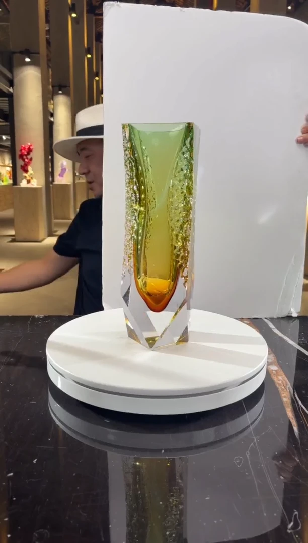 摆件CS0401029-2绿色琥珀金肌理纹艺术花器