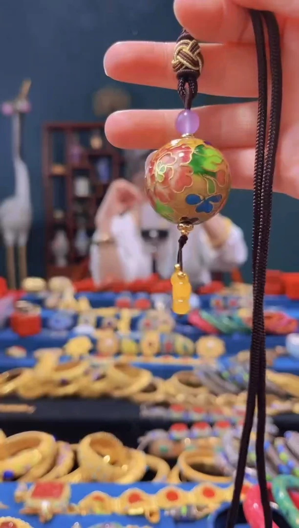 【闪购商品】景泰蓝3.0大珠项链金黄色