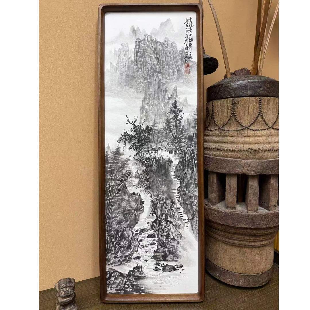 《云抱青山溪声远》22×62山水装饰画