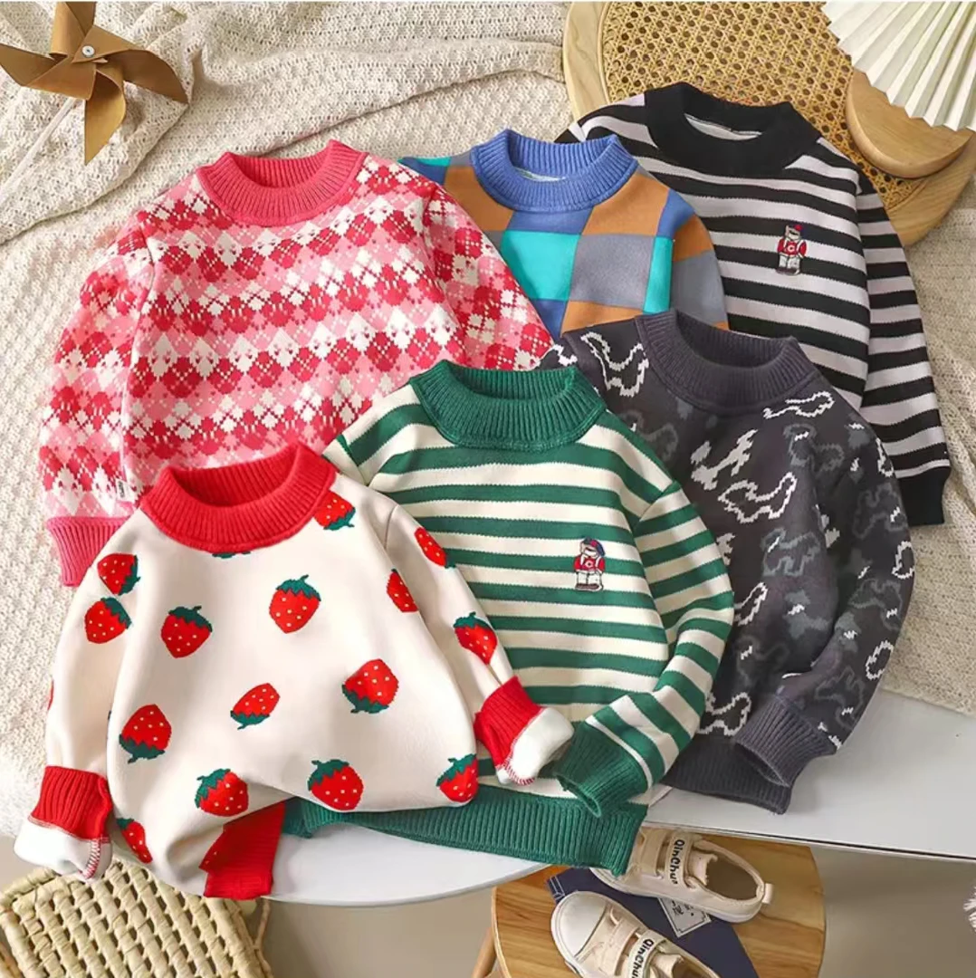 2025秋冬新款中小童打底衫男女童加绒加厚毛衣儿童宝宝儿童衣服