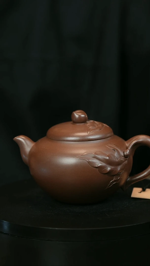 茶壶紫砂倪H2220周卓琴贴叶寿桃圆瓶