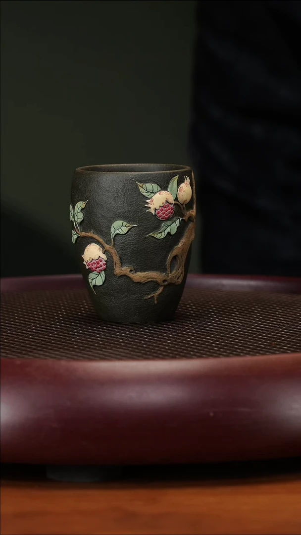 茶壶紫砂4-96GSB多子多福石榴杯老青段