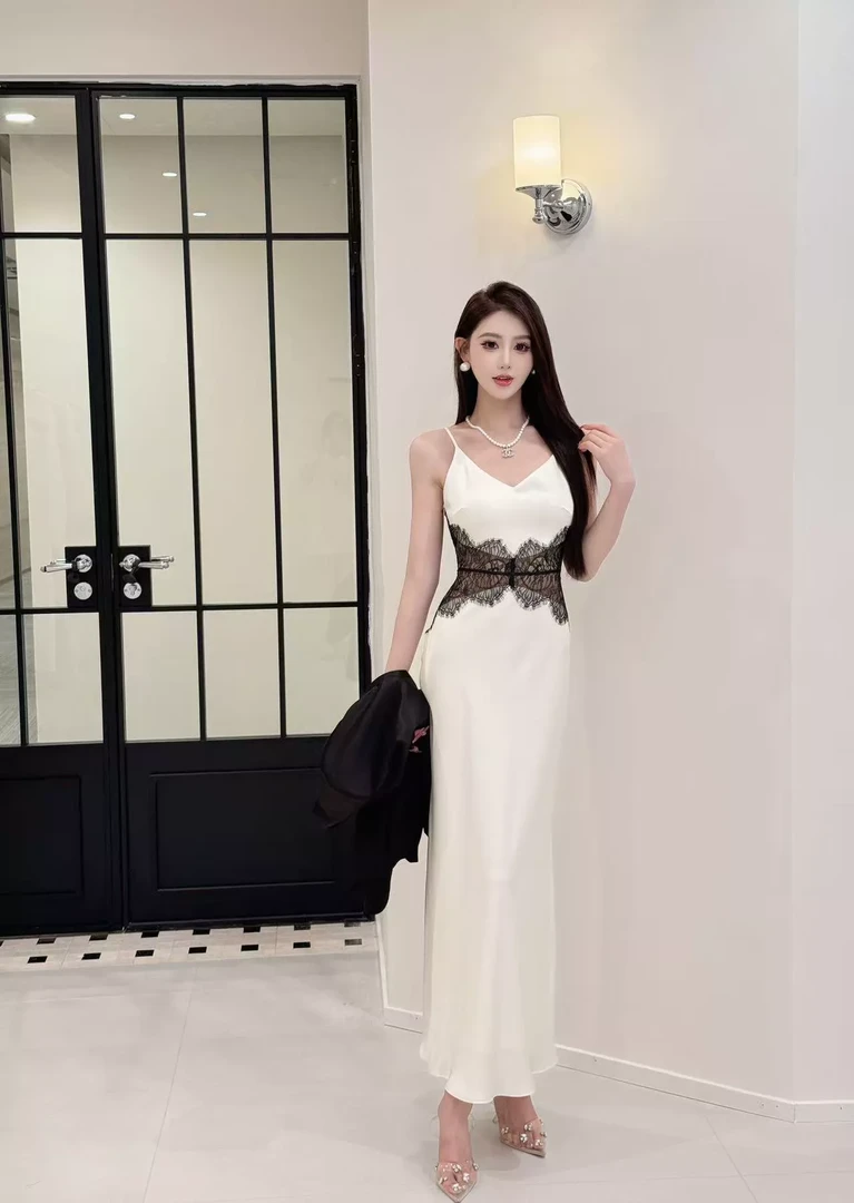 【精选优品】时尚气质拼接静奢风轻奢吊带长裙连衣裙251340+25562