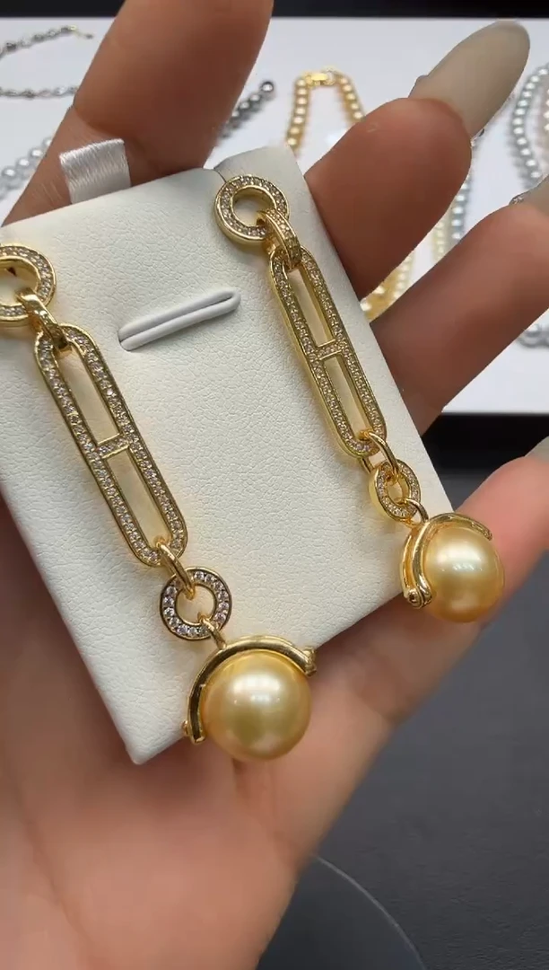 银S925镶嵌耳饰海水珍珠 H1223-1277-214