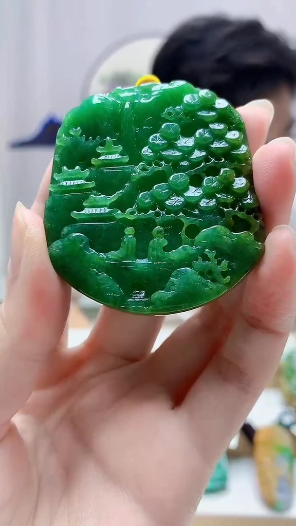 未镶嵌定制翡翠4688zm-毛货挂件山水99