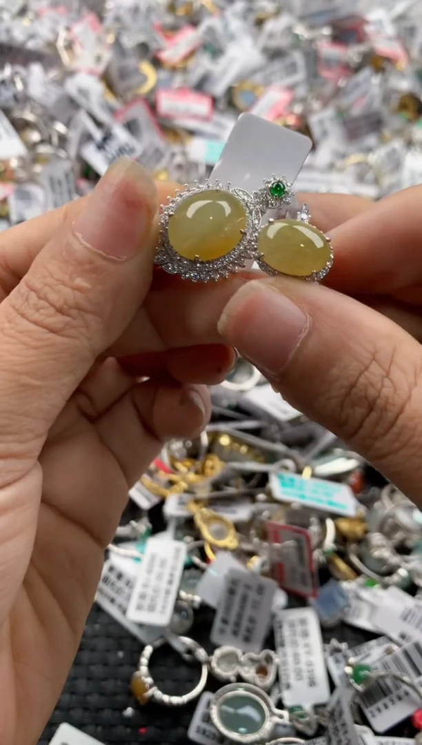 银S925镶嵌戒指翡翠101010---6