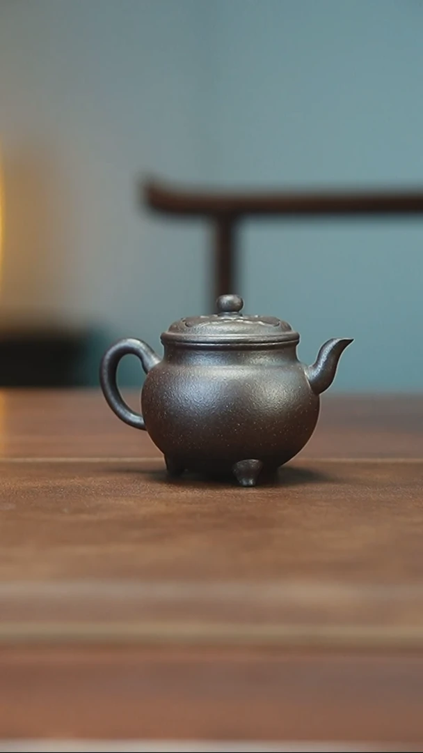 茶壶紫砂柴窑时大彬如意三足半手工170CC