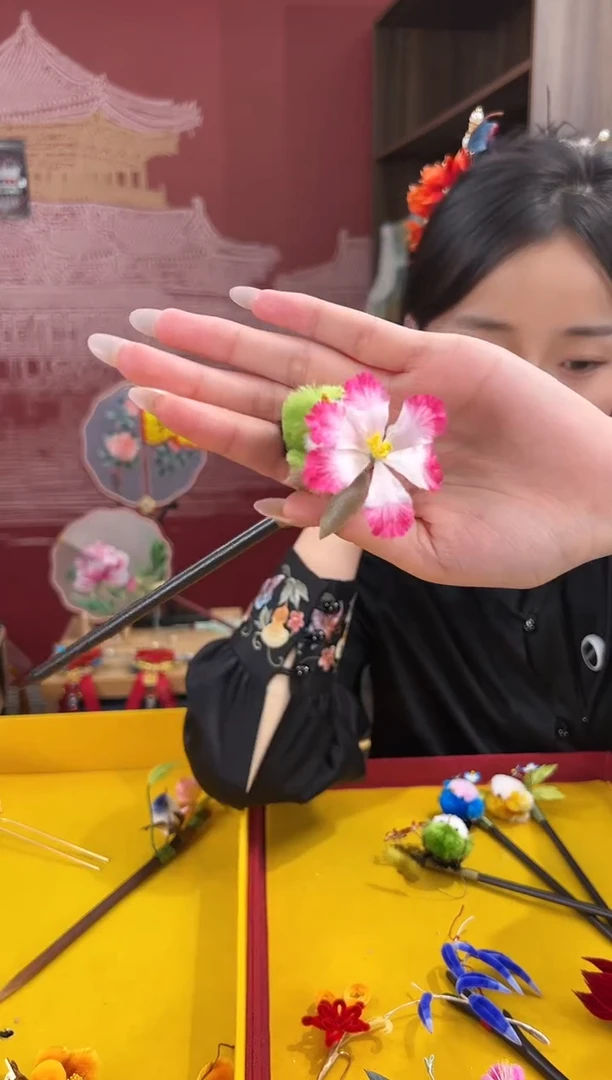 【闪购商品】刺绣 非遗绒花（发饰）