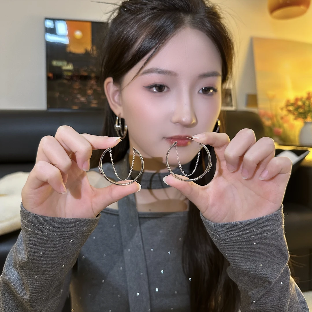 铜合金耳饰 「月落星链」简约素圈耳环小众时尚耳饰精致轻奢女素圈