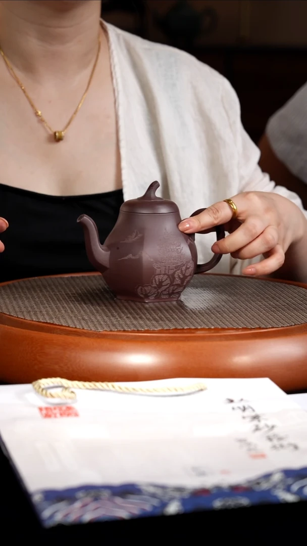 茶壶紫砂【F021】六方茄瓜宜兴紫砂
