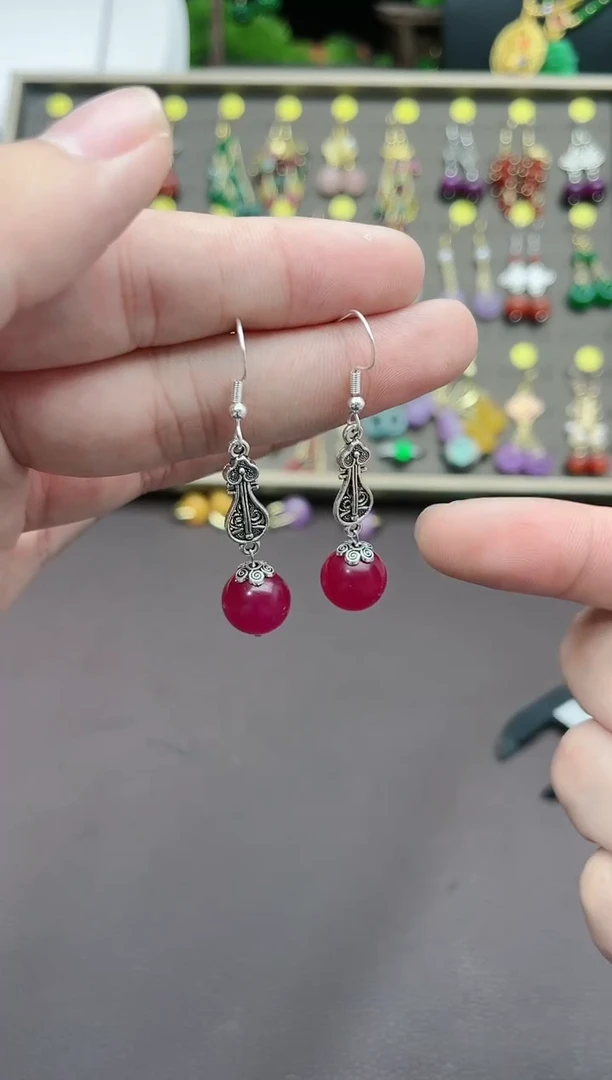 【闪购商品】玛瑙/玉髓耳钉银S925镶嵌205000