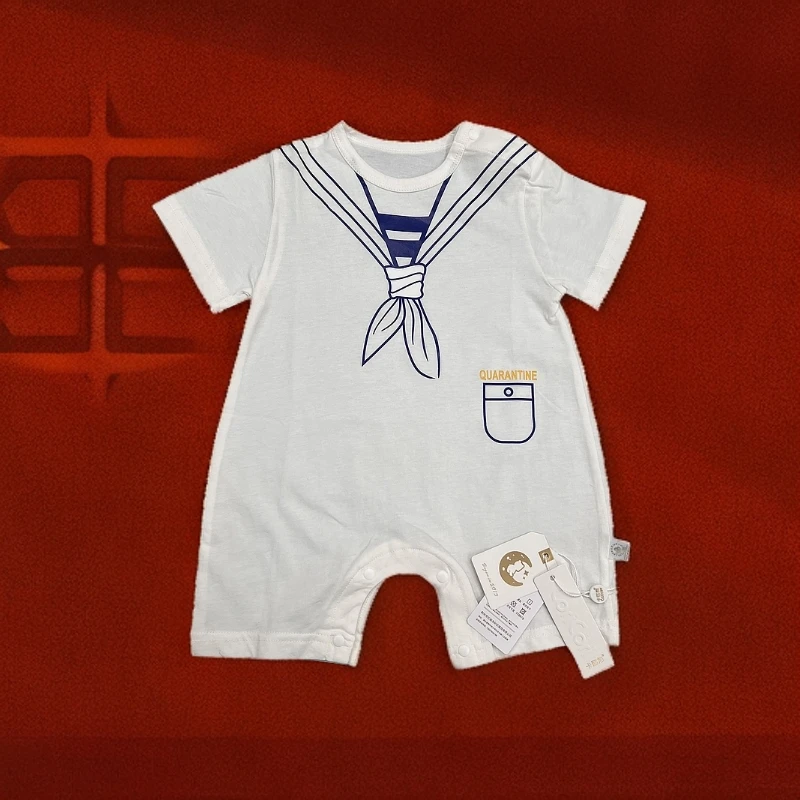 （128）夏季纯棉小小海军短趴    W-007-2