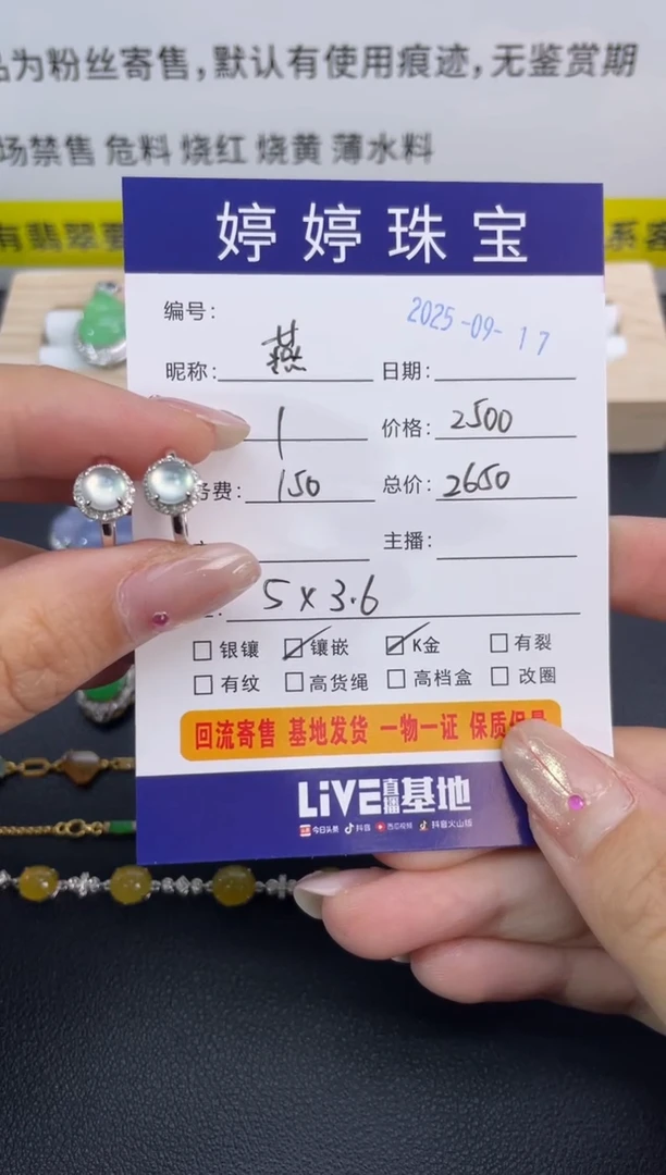 18K金镶嵌翡翠耳饰A****）0917004