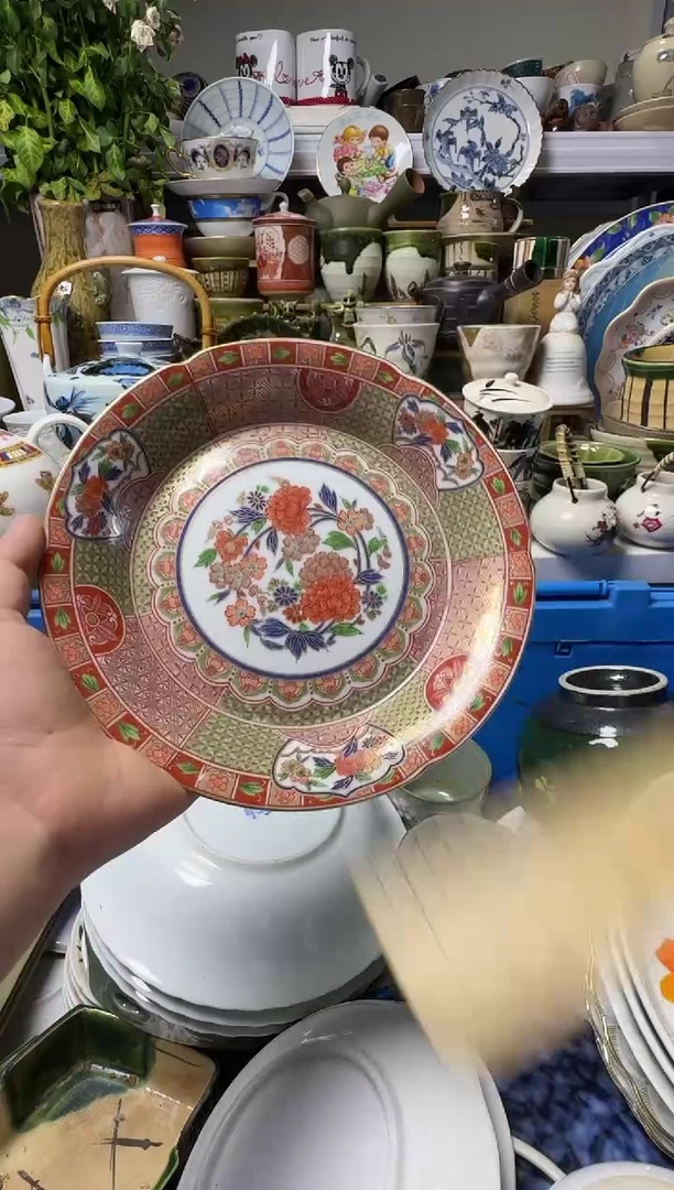 中古瓷器，默认微瑕-龙峰底款，口径18。。。049