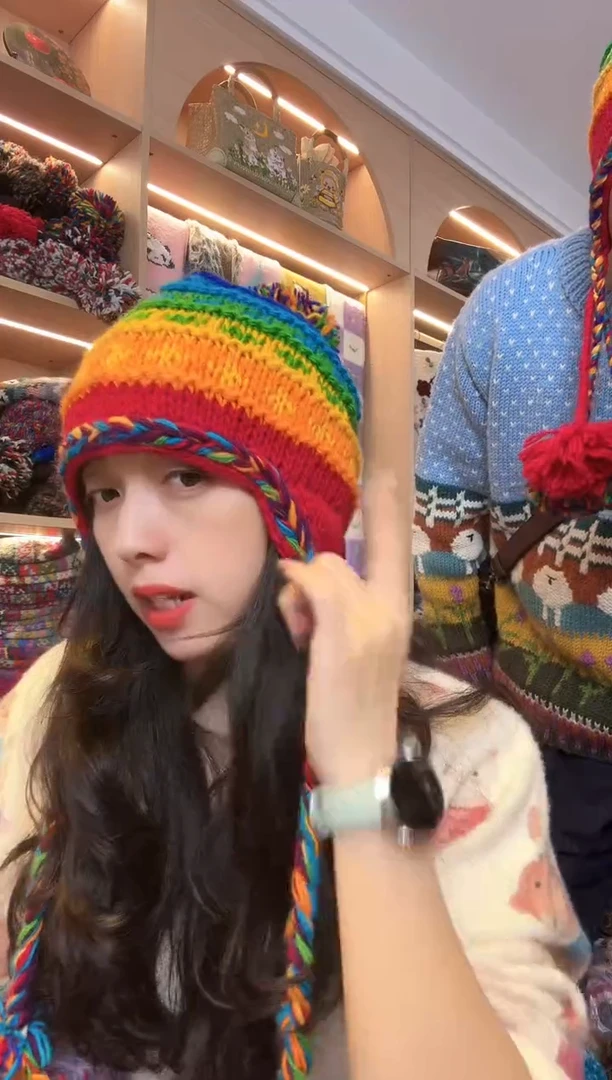 粗羊毛彩虹帽59.9