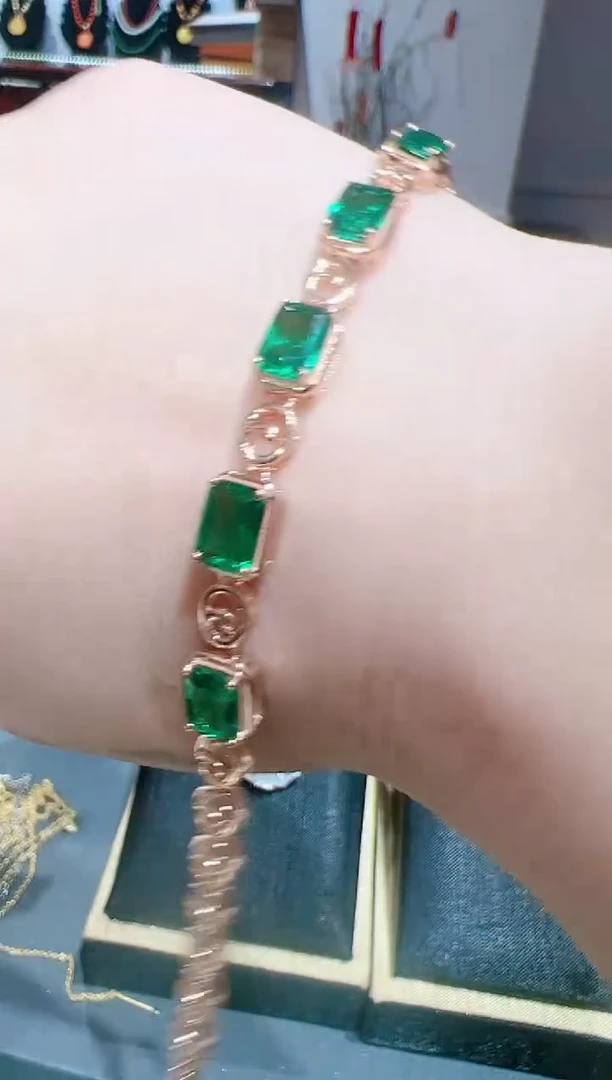 【闪购商品】碧玺手链银S800镀金镶嵌202522580