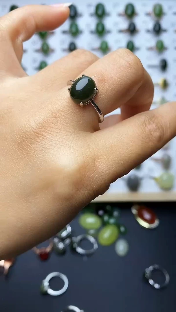 【闪购商品】和田玉银S925镶嵌戒指1