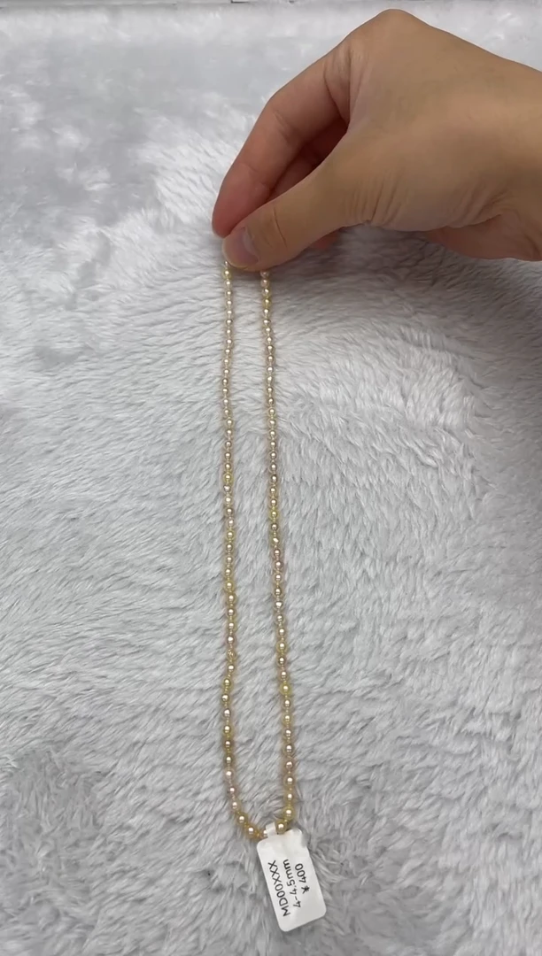 项链银S925镶嵌海水珍珠AK羽皇金4-4.5mm