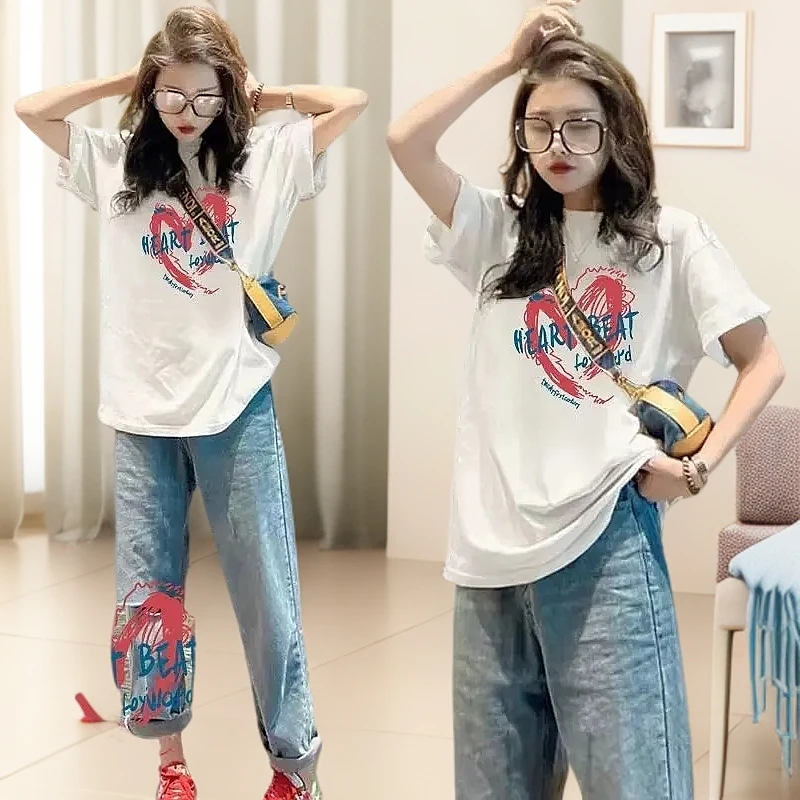 2025夏季杏色韩版中长款百搭短袖宽松纯棉质感t恤女大体恤上衣ins