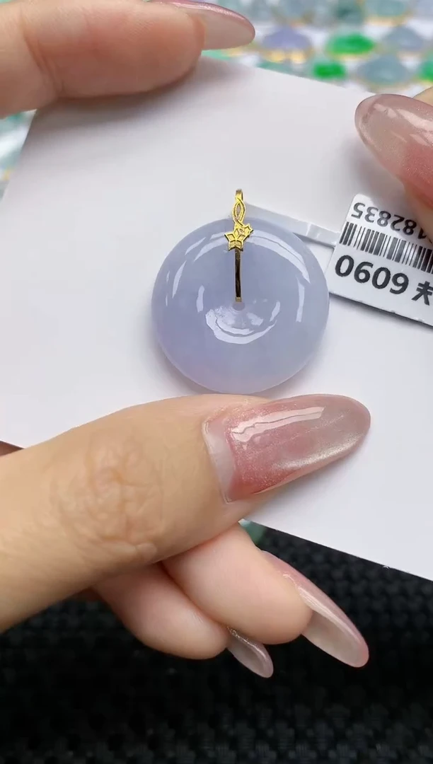 【闪购商品】翡翠挂件18K金镶嵌天然翡翠A货