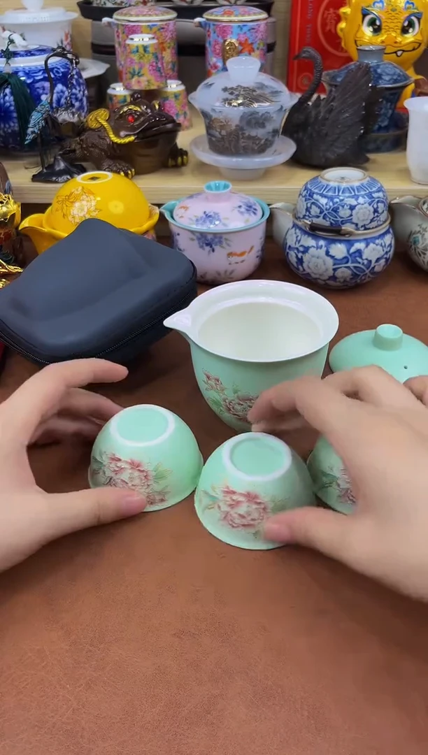 陶瓷茶具摆件旅行套组