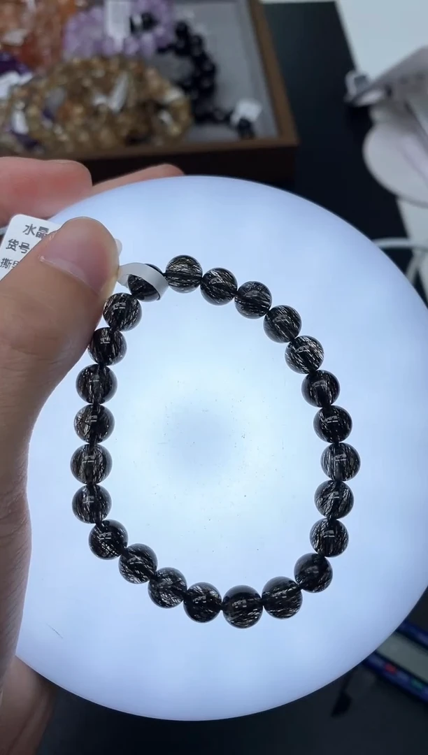 未镶嵌手串水晶爱****儿A25黑发晶7mm
