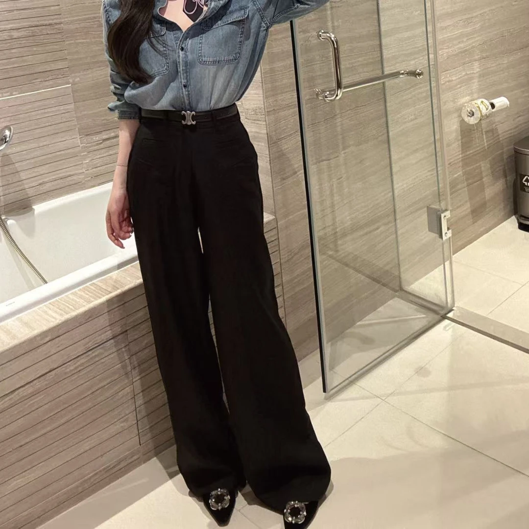 福利5.19号时装气质名媛西装直筒裤 （现货）显瘦高腰宽松西