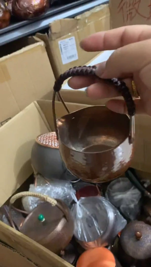 金属纯紫铜烤色双提梁小提篮