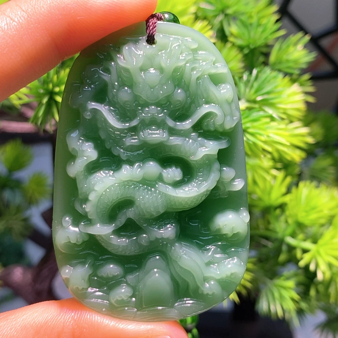 时尚百搭款男女同款深绿色龙牌精雕款情侣款