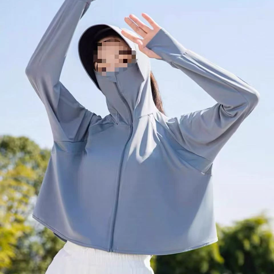 728牛奶冰丝凉感斗篷款带帽沿防晒外套