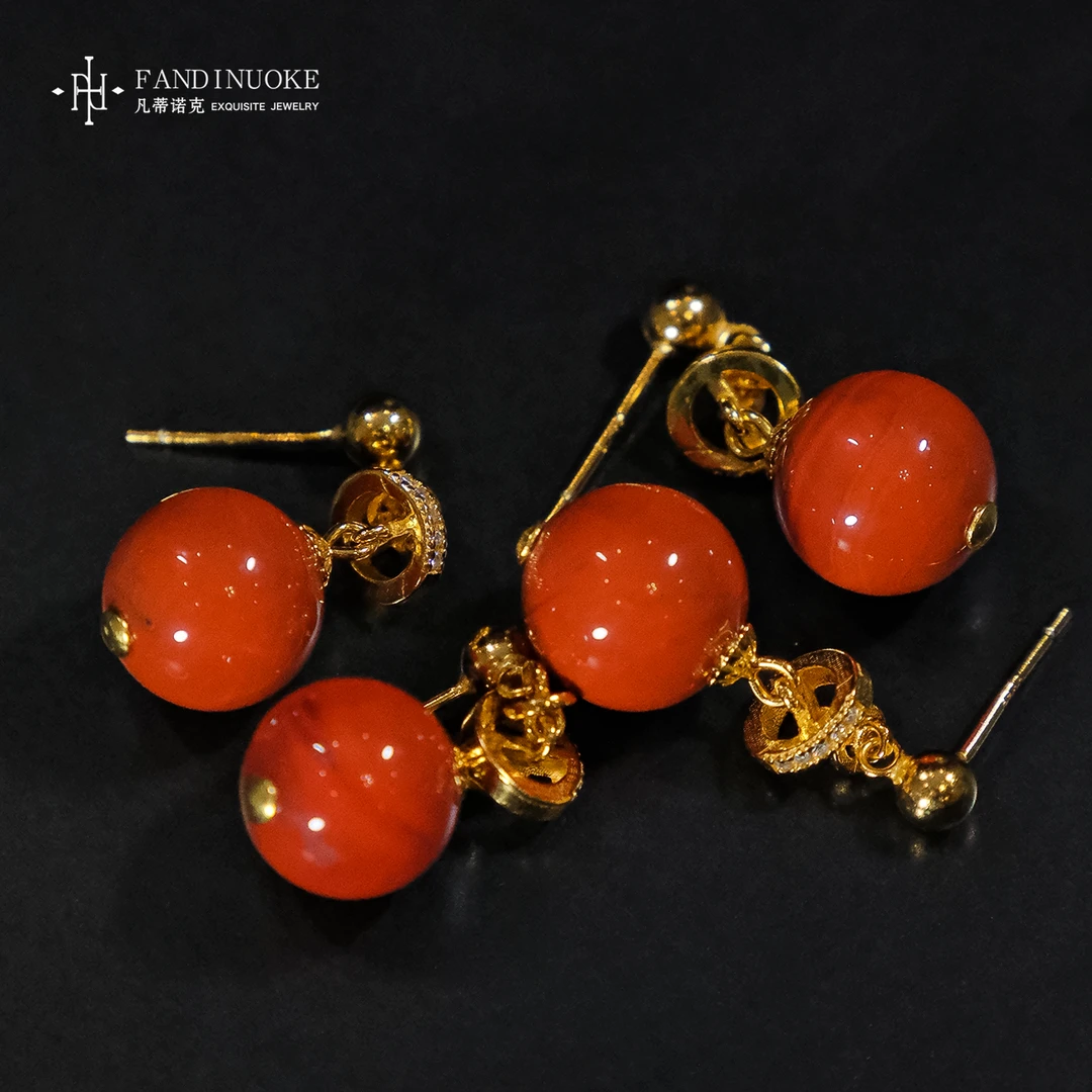 【加加专属】22  MJ35611-南红S925银设计款耳钉—多样性发一件-11mm