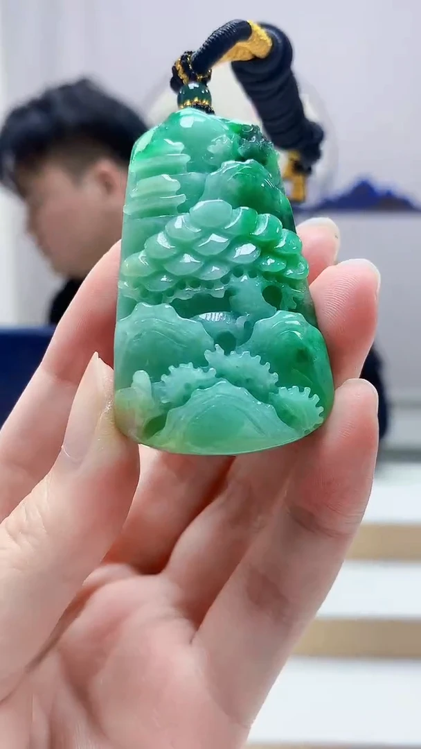未镶嵌定制翡翠5060zm-毛货挂件23山水